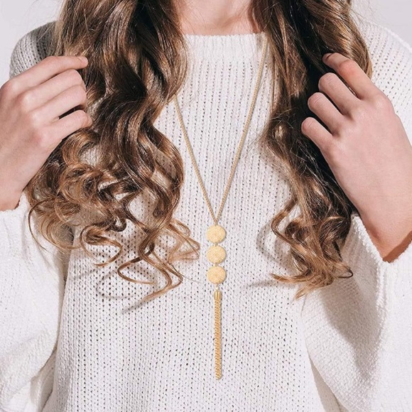 ✨NWT ✨Medallion Tassel Charm Statement Gold Necklace✨ Handmade ✨Artisan✨… - Picture 1 of 5